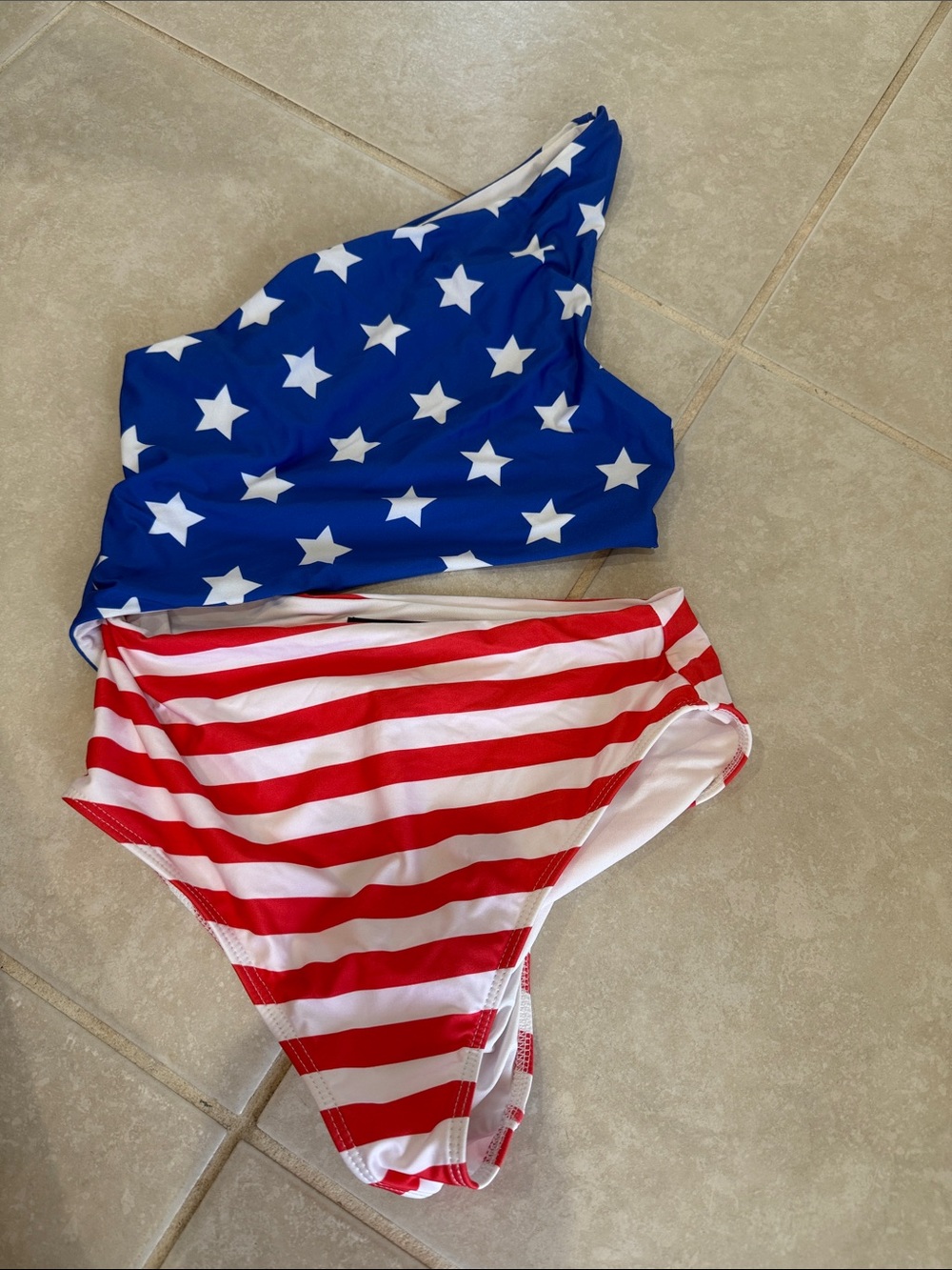 Stars & Stripes One-Shoulder Bathing suit- Red White Blue